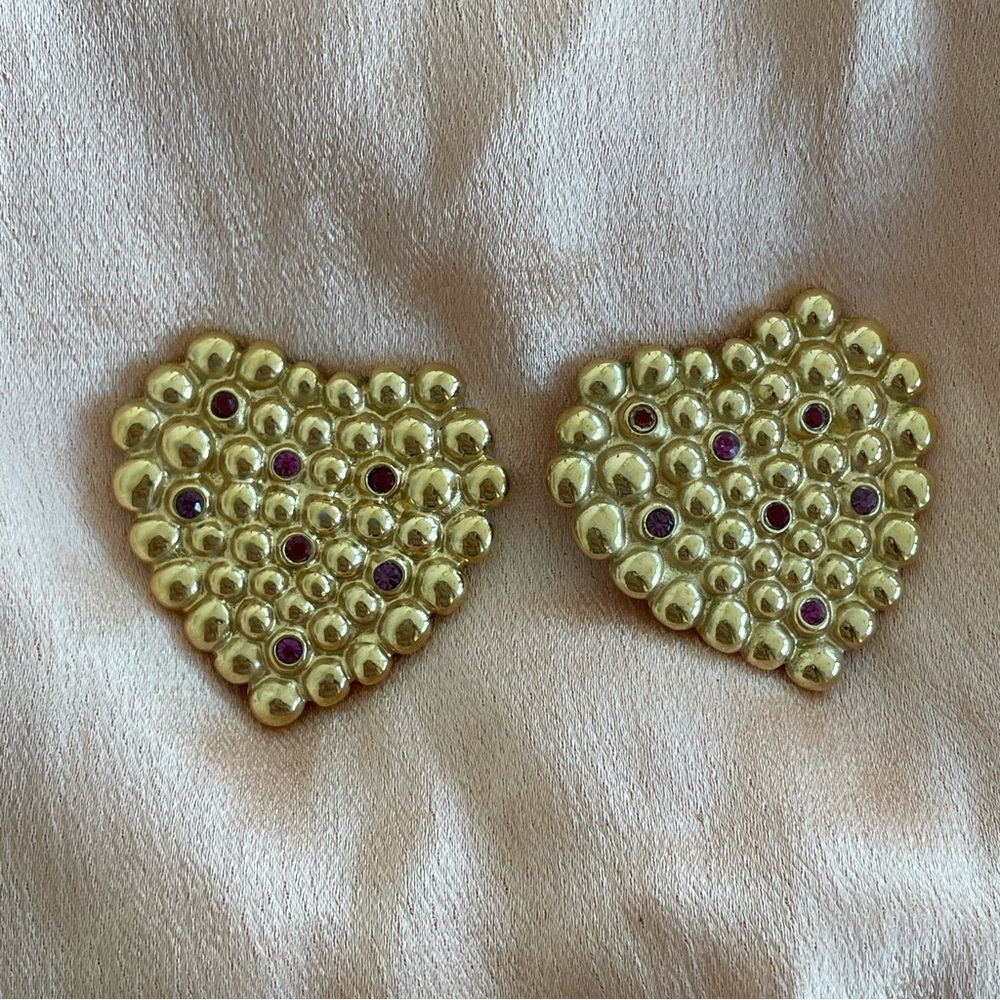 Vintage Yves Saint Laurent gold tone bubble clip on earrings